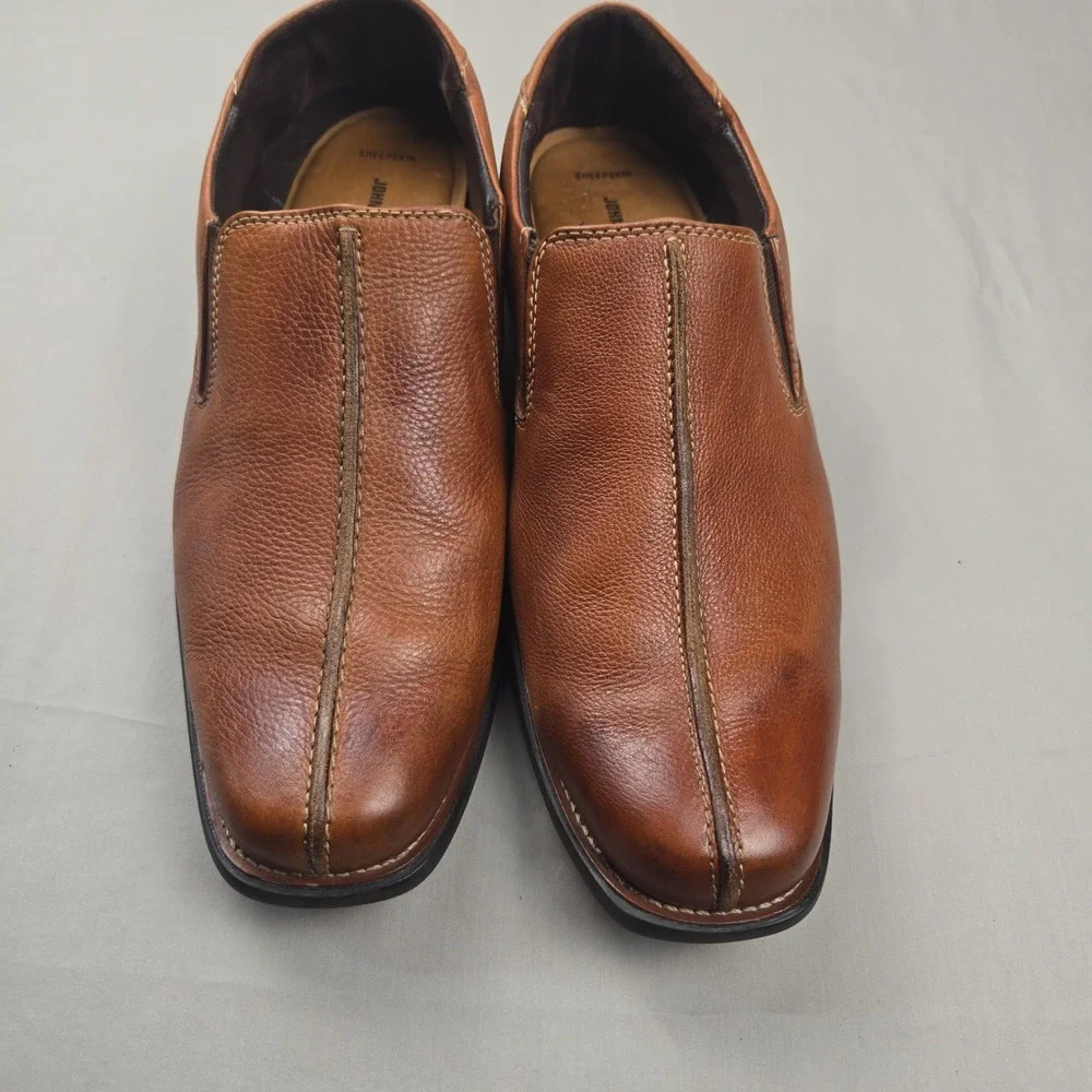 Johnston & Murphy Mens Brown Leather Slip‎ On Loafers 20-5910 Size 10.5 M Brazil